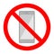 illustration of a prohibited mobile phone sign in a red crossed out circle