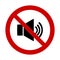 Illustration of prohibits  loud sound  sign on white background