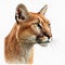 Illustration of a Puma, Cougar, Mountain Lion on a White Background - Ai Generative