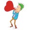 Illustration of a punk man blowing love balloon