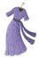 Illustration of purple dress on hanger isolated on white background