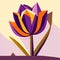 Illustration of a purple and orange crocus flower in the desert generative AI