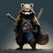 Illustration of raccoon ninja, martial arts fighter. Generative AI