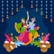 Illustration of Radha krishna dancing with each other in celebration of Happy janmashtami and holi celebration festival of india