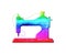 Illustration of a rainbow-colored sewing machine isolated on a white background