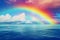 illustration of rainbow over the ocean. Generative AI