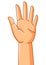 Illustration of raised hand. Sign of consent or choice.