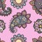 Illustration raster seamless paisley pattern with patterns on pink background