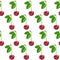 Illustration realism seamless pattern berry vinous cherry with green leaf on a white isolated background