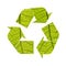 Illustration recycling symbol of green foliage
