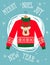 Illustration of a red Christmas sweater with deer.Funny holiday background. Bright Christmas card.