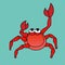 Illustration of Red Crab Cartoon, Cute Funny Character, Flat Design