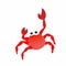 Illustration of Red Crab Cartoon, Cute Funny Character, Flat Design