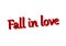 Illustration, red fall in love write isolated in a white background