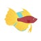 Illustration of Red Fish With Yellow Fins Cartoon, Cute Funny Character, Flat Design