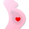 Illustration of red heart baby in oink deep layer hole pregnant mother body