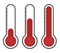 Illustration of red thermometers with different levels