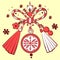 Illustration of a red and white decorative martisor for romanian and moldavian 1st march holiday