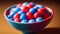 An Illustration Of A Remarkable Picture Of A Bowl Of Blue And Red Eggs