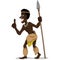 Illustration representing Aboriginal warrior of the African culture, holding spear. Ideal for educational and cultural