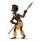 Illustration representing Aboriginal warrior of the African culture, holding spear. Ideal for educational and cultural