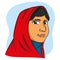 Illustration representing a girl with hijab, Middle East, Arabic, Indian