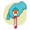 Illustration representing a hand holding a vial of blood to zika virus examination