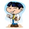 Illustration representing a uniform oriental child doctor with stethoscope