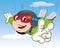 Illustration represents a boy child, jumping with a parachute