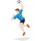 Illustration represents a person playing handball, tchoukball, jumping to attack
