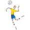 Illustration represents a person playing volleyball, jumping to take a cut