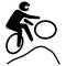 Illustration represents pictogram of freestyle bike sport, games with BMX