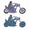 Illustration of rider on motorbike , vector drawing