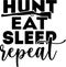 Illustration of Rifle with text Hunt eat sleep repeat sticker, tshirt printvector illustration. Quote to design greeting