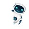 Illustration robot peep out from behind the corner white walls banner on isolated background