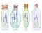 Illustration romantic and fairytale watercolor bottles with tender lavender flowers inside