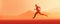 Illustration of runner on orange desert background, motion blur