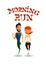 Illustration of a runners - couple running, health conscious concept. Sporty woman and man jogging