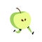 Illustration of a running apple. Vector. Icon of tasty green fruit. Flat cartoon style. Delivery service logo. Emblem for eco prod