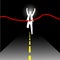 Illustration of running businessman at finish line, concept for success, competition in business