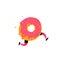 Illustration of a running donut. Vector. Sweet donut character with legs. Icon for site on white background. Sign, logo for the st