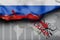 illustration of russian flag with textured satin fabric. arrow direction. the concept of inflation in countries