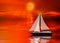 Illustration of Sailboat sailing at Sunset