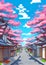 Illustration of a Sakura Summer Stroll: Exploring Japan\\\'s Blossoming Streets