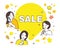 Illustration of sale, autumn sales, shopping with girlfriends