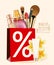 Illustration sale banner of make up and cosmetics. Make Up kit