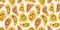 Illustration of a seamless groovy and trippy pattern. Deformed smiles in vintage style.