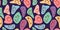 Illustration of a seamless groovy and trippy pattern. Deformed smiles in vintage style.