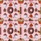 Illustration of seamless pattern_3_of sweet pastries, cupcake ca