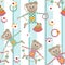 Illustration of seamless pattern with colorful toys monkey backg